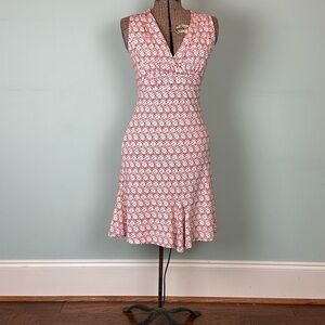 Chic Red Patterned Midi Dress